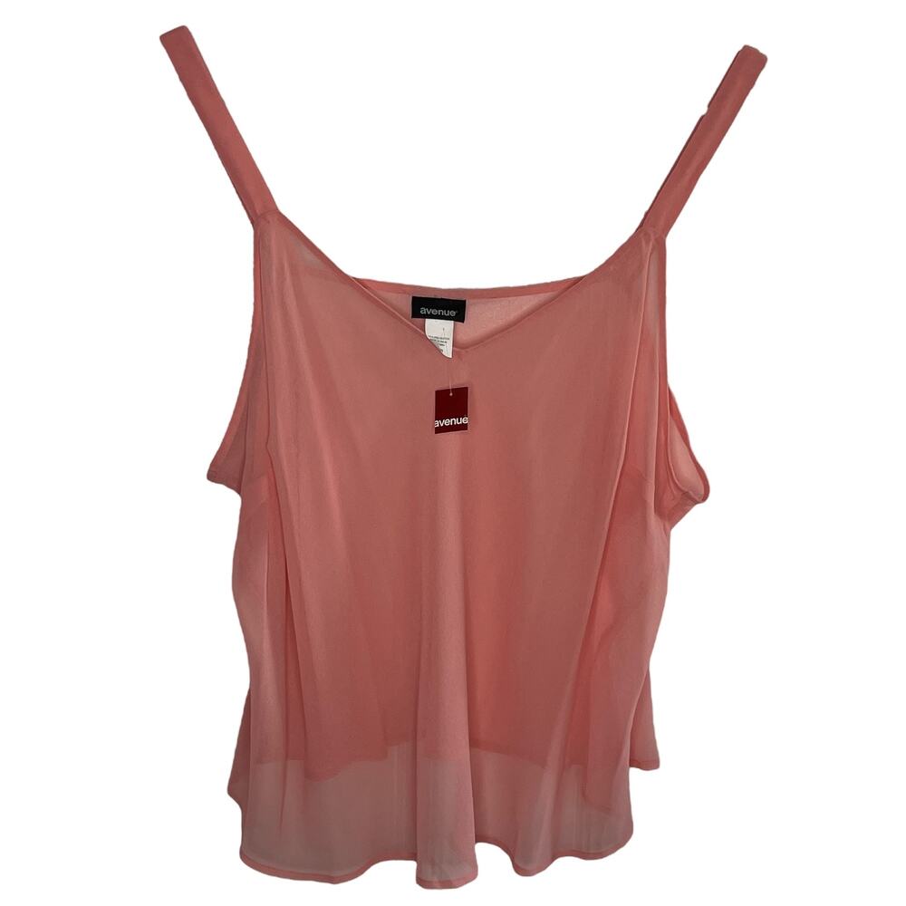Avenue Blouse 30/32 Sheer Peach Thin Straps New